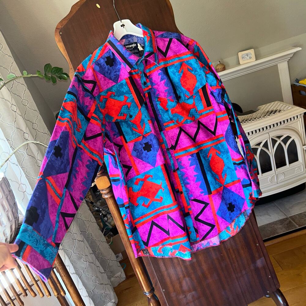 Wrangler Vintage Geometric Button-Down Brushpopper shirt - Picture 8 of 12